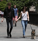 Dakota Johnson with Matt walking Zepplin in NYC - May 24