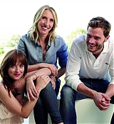 Dakota Johnson, Jamie Dornan and Sam Taylor Johnson pose for 'Fifty Shades of Grey' movie photoshoots